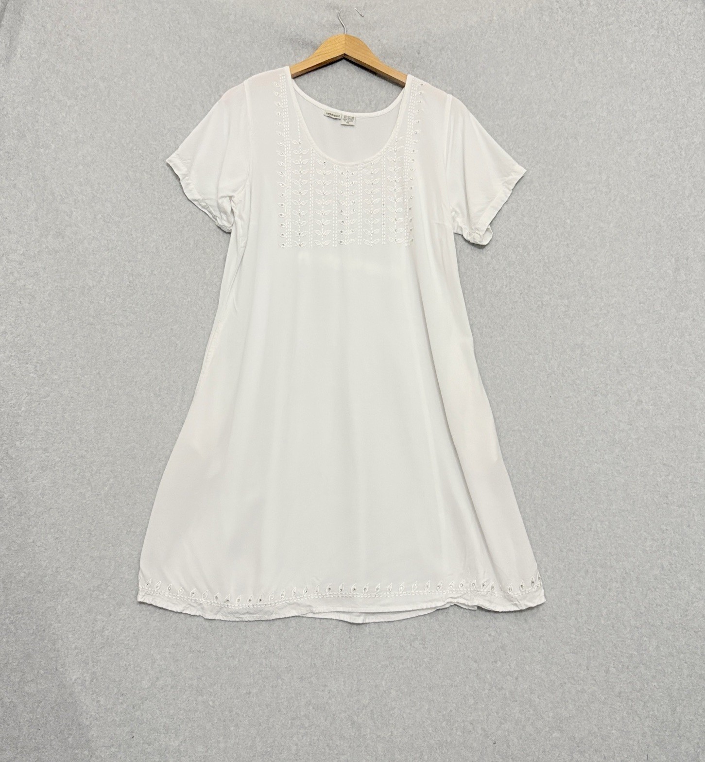 Raya Sun Dress White Bling Palm Trees Sz XL Resortwear Beach Tropical Cruise