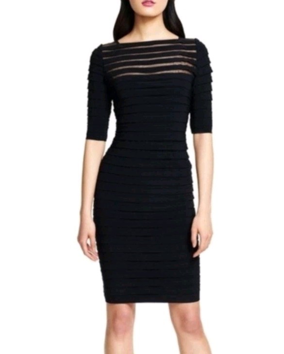 NWT Adrianna Papell Mini Dress Sheath Size 8 Wedding Guest Sheer Evening Party