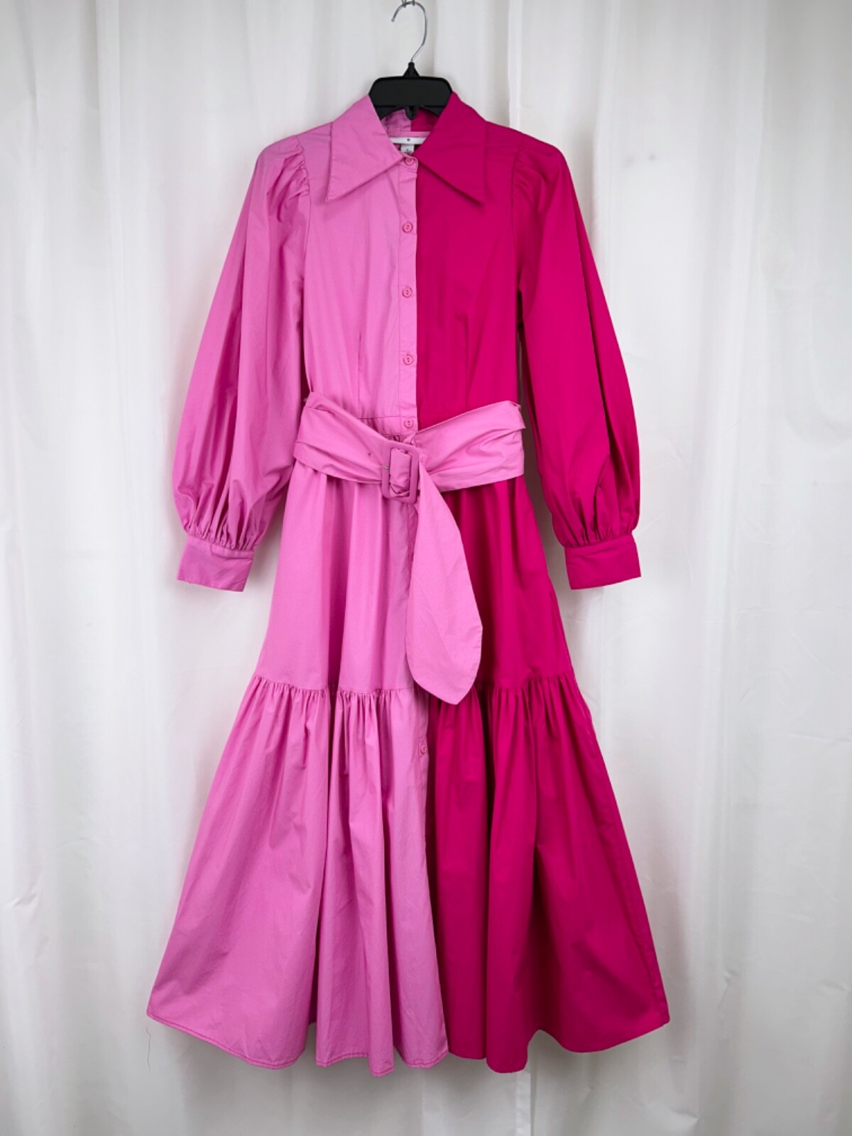 Christopher John Rogers X Target Pink Color Block Poplin Tiered Shirt Dress Sz 0