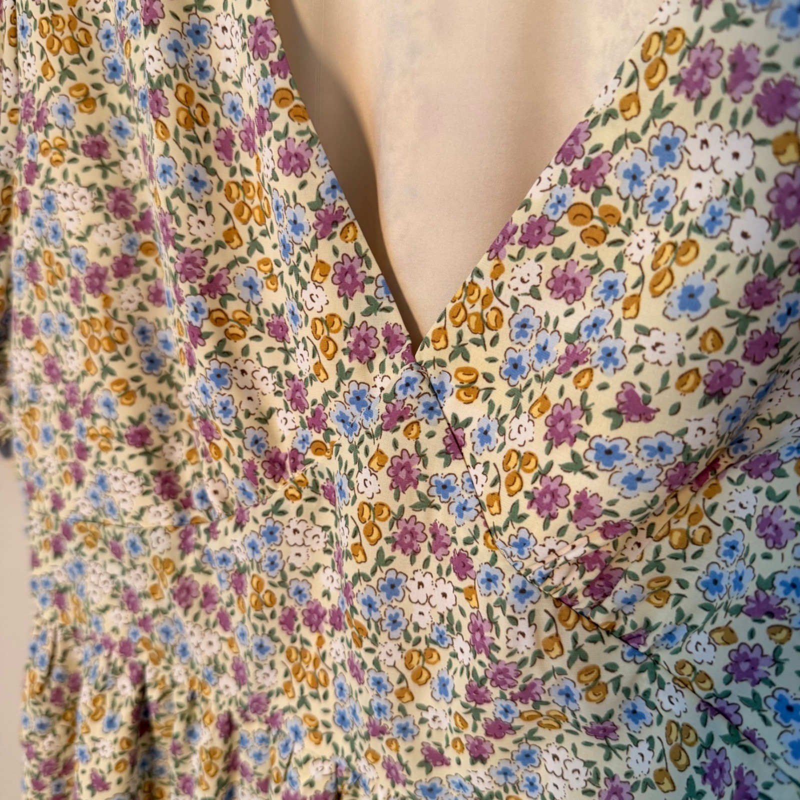 Cottagecore Floral Lightweight Lined Floral Summer Mini Dress NEW (LG) Romantic