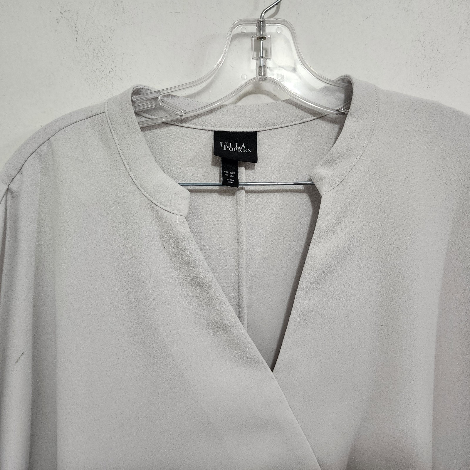 ULLA POPKEN Tie Sleeve Kimono A-line Dress Light Gray Puff Sleeve Pockets 20/22