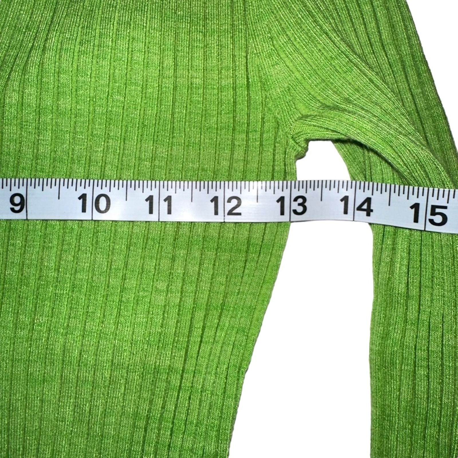 NWT Helmut Lang Marl Long Sleeve Ribbed Green Mini Dress in Lawn SMALL