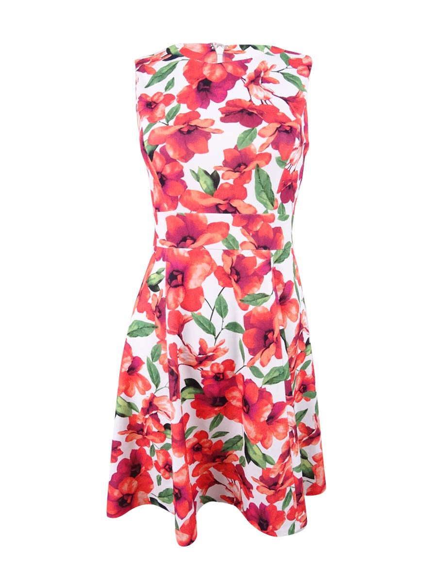 Calvin Klein Women’s Floral-Print A-Line Dress