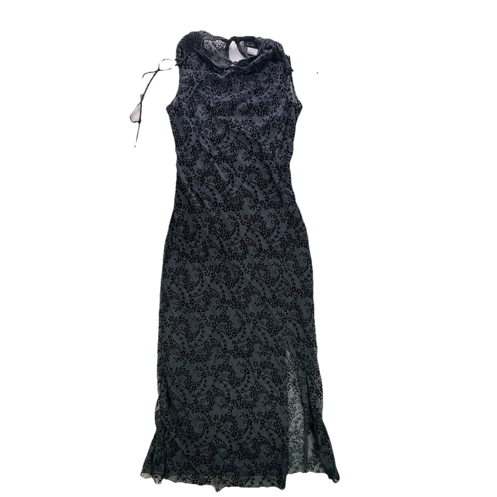 Vintage CDC 90s Mesh Blk Prom Goth Maxi Grunge Vampy Whismygoth Velvet Dress 10