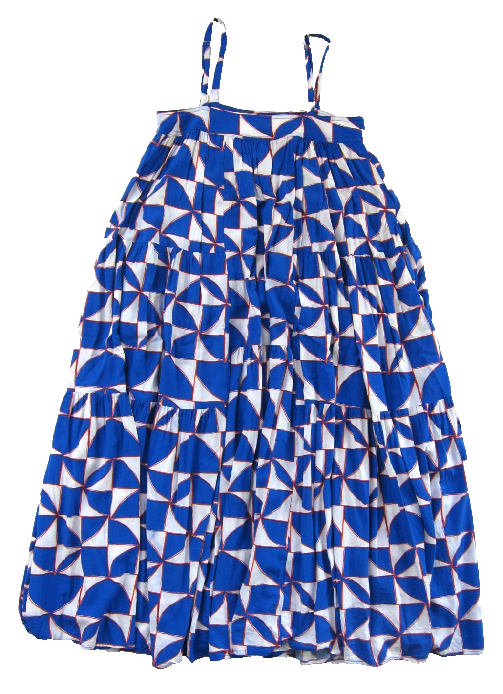 ABEL THE LABEL Anthropologie Blue White Orange Pocket Long Maxi Tank Dress S
