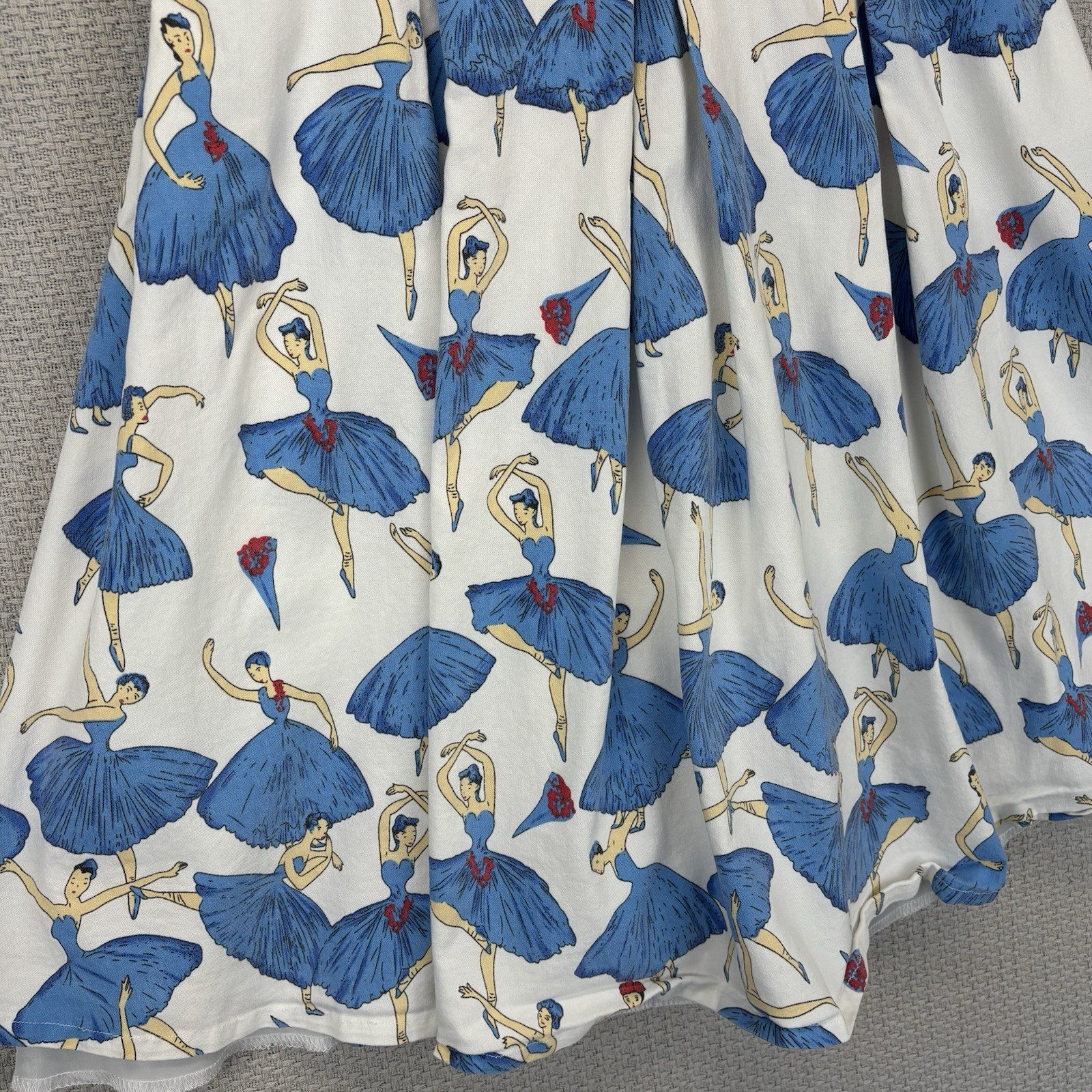 Kling Spaghetti Strap Blue Ballerina Print Mini Dress Sz S Pin Up Retro No Tag
