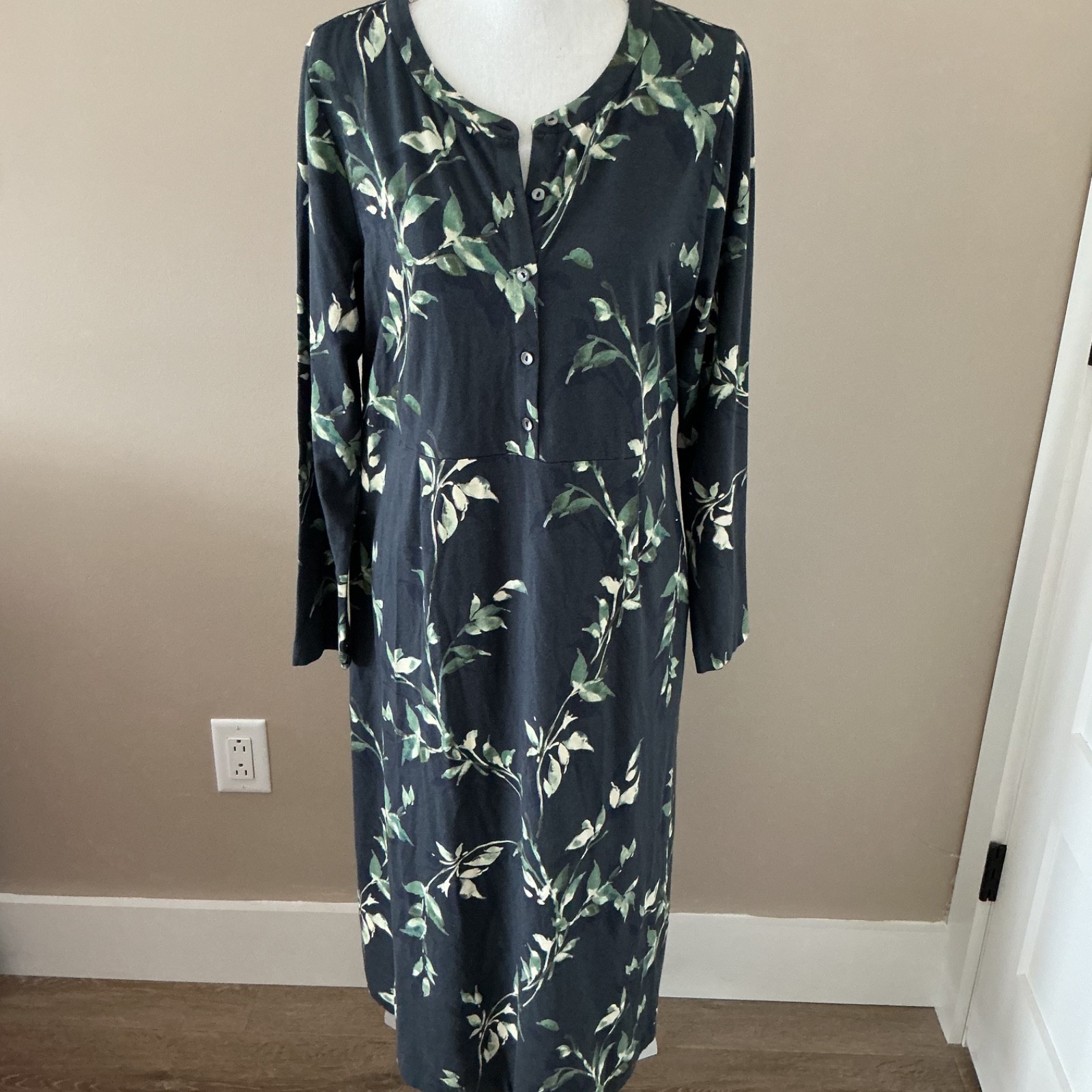Pure J Jill Dress Nightingale Paint Vine Floral SZ M Cotton Tencel Knit NWT $129