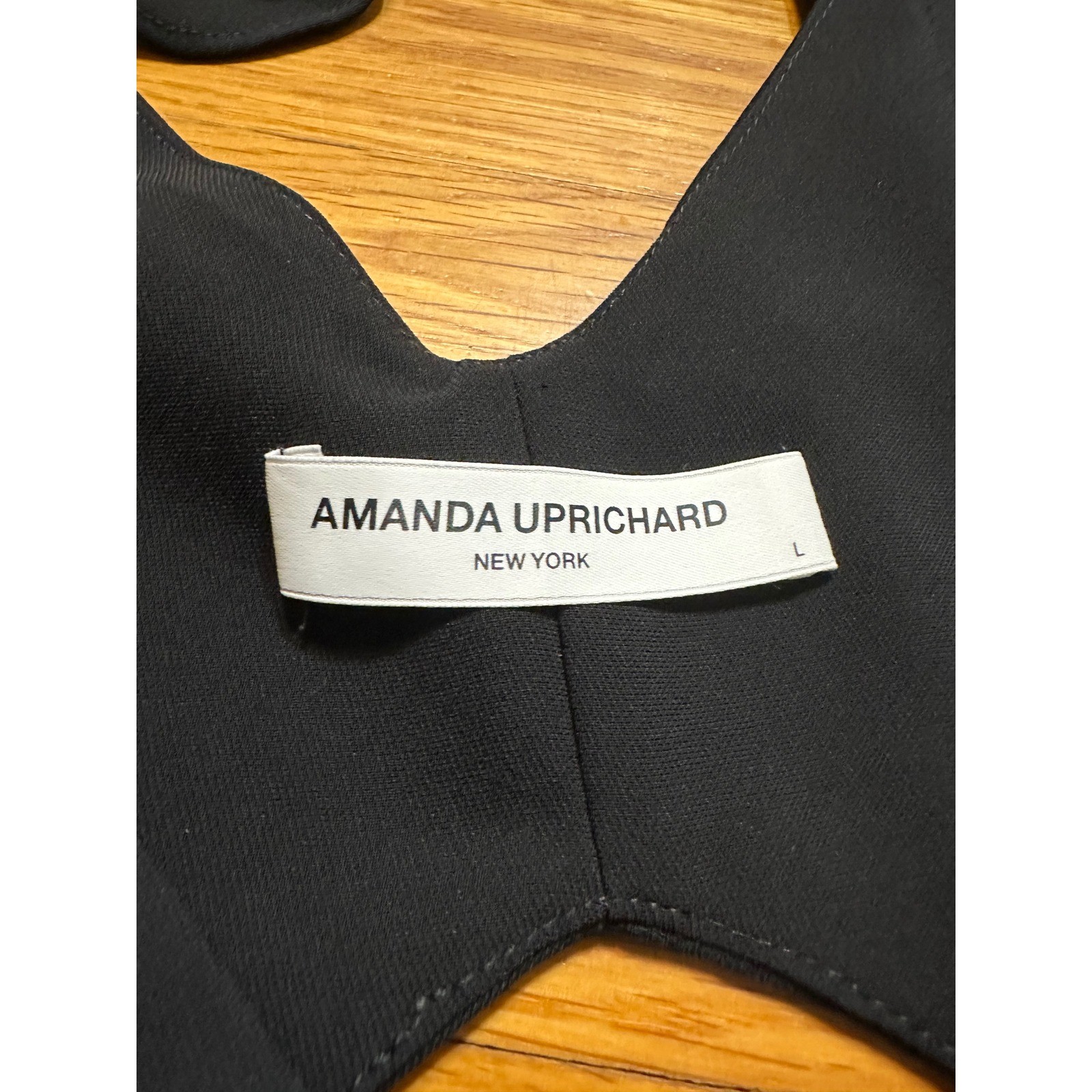 Amanda Uprichard Black Ruffle Shoulder Back Cutout Mini Dress Womens Large
