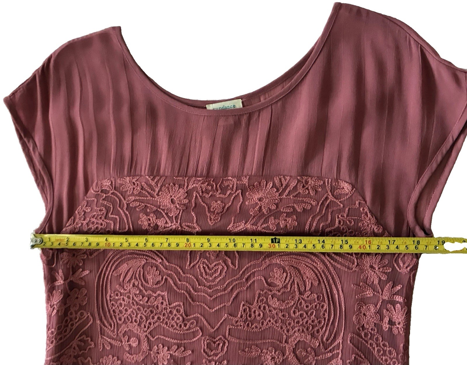 Sundance Lillian Rose Pink Dress Embroidered Soutache Lace Boho Shift S