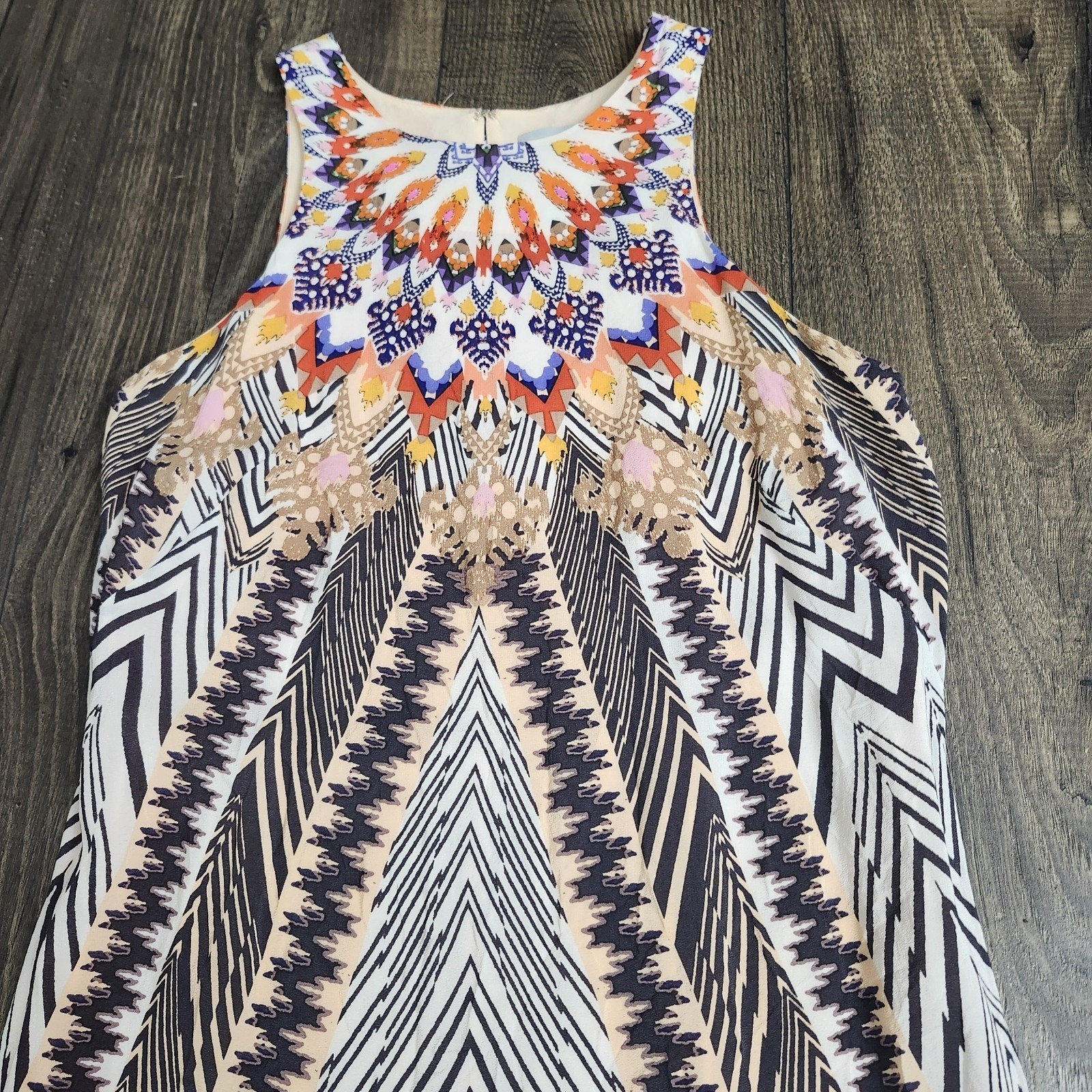 HD In Paris Anthropologie Boho Maxi Dress Geometric Tribal Print Size 2