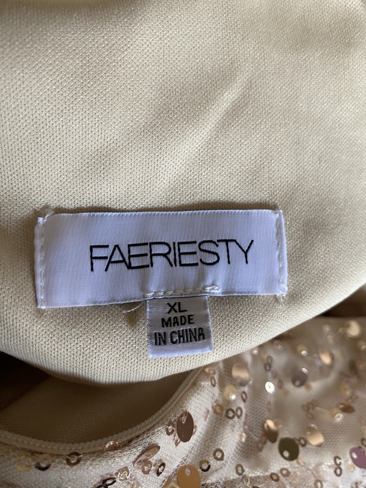 Glam Faeriesty Whimsical Prom Dress Size XL Ruffle Sequin Tulle Cream