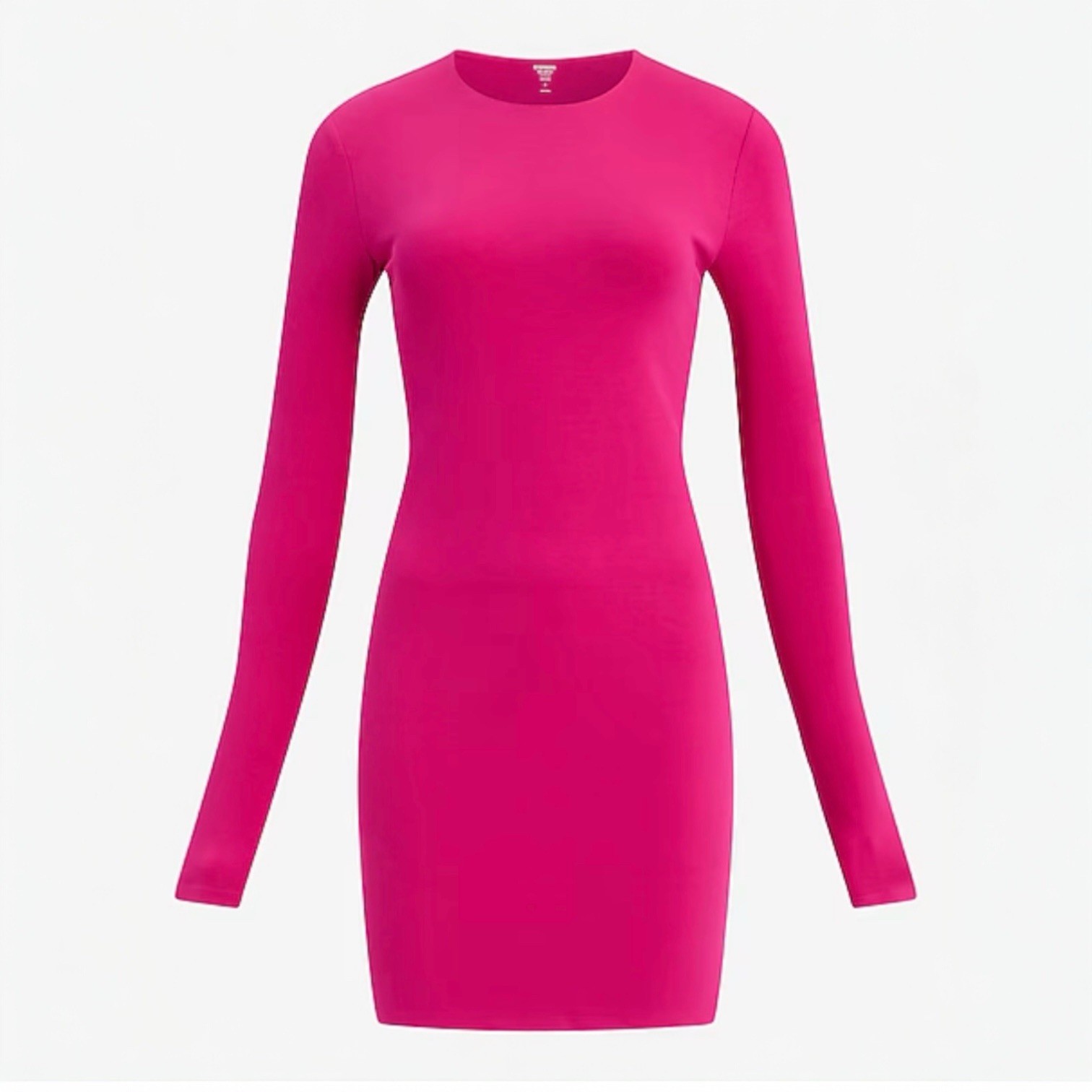 Express Crew Neck Bodycon Compression Long Sleeve Mini Knit Pink Dress S NWT $78