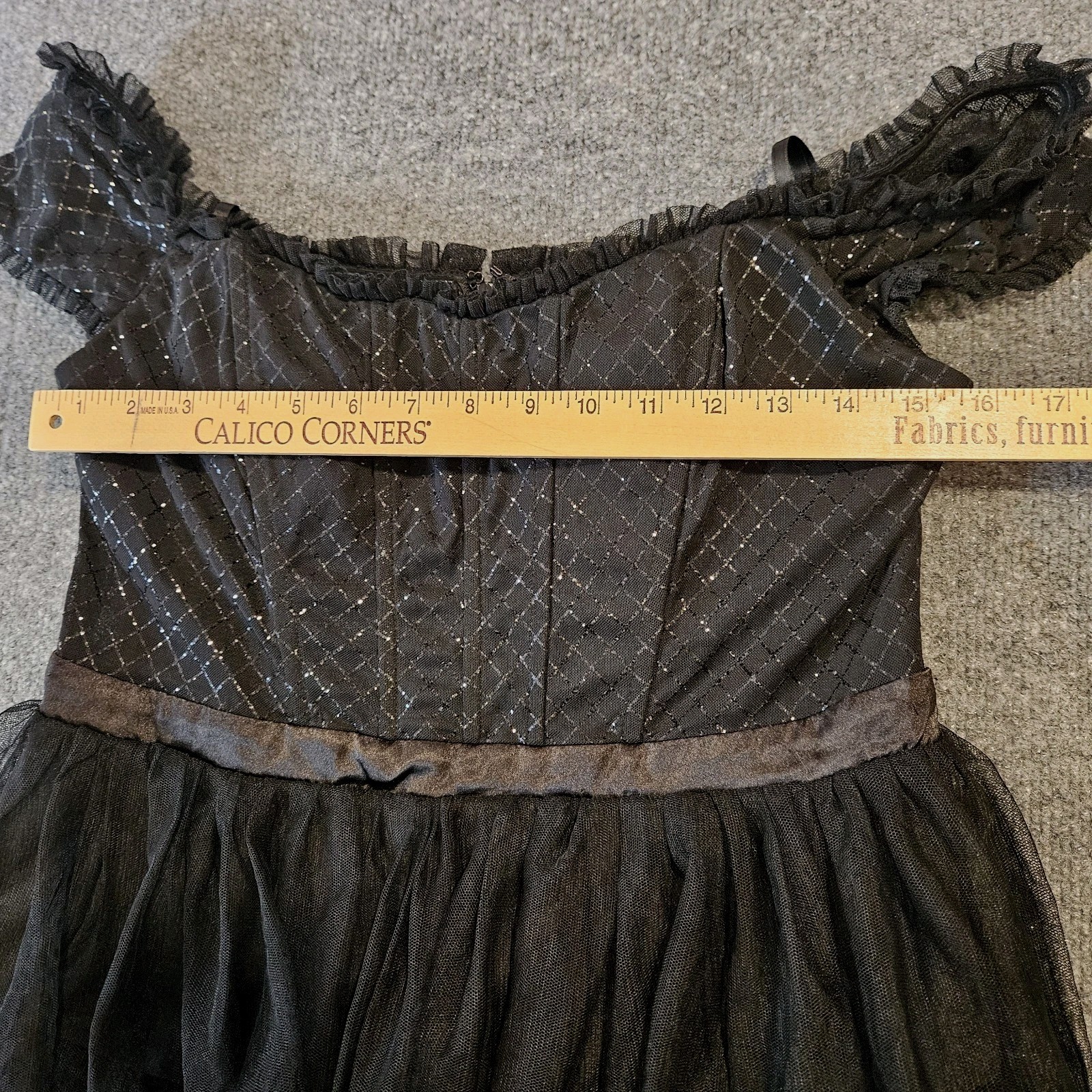 City Studio Fit &Flare Mini Dress Black Size 13 Corset Tiered Ruffle Skirt Fairy