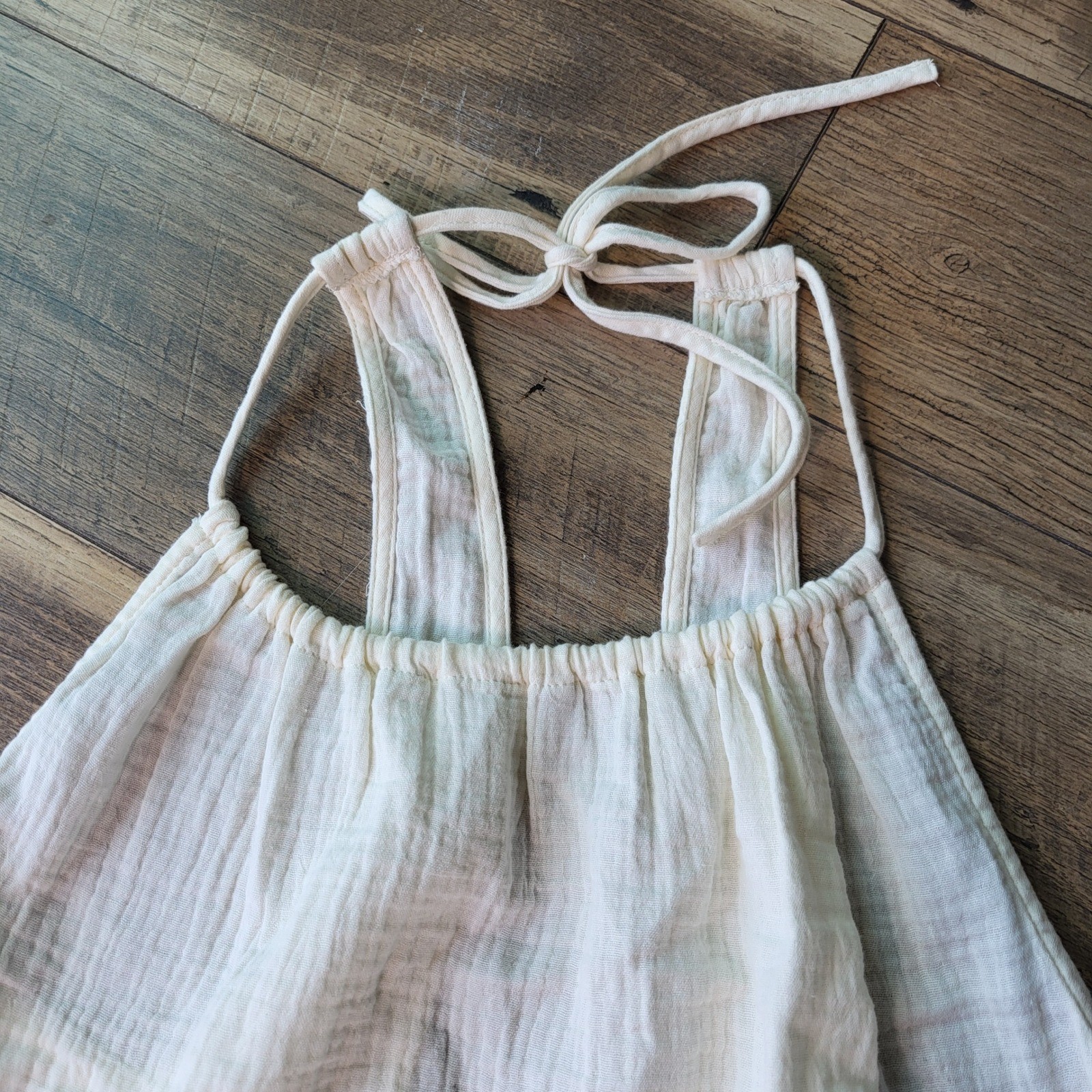 Xhilaration Womens Small Cream Gauze Halter Mini Dress Tiered Ruffle Sleeveless