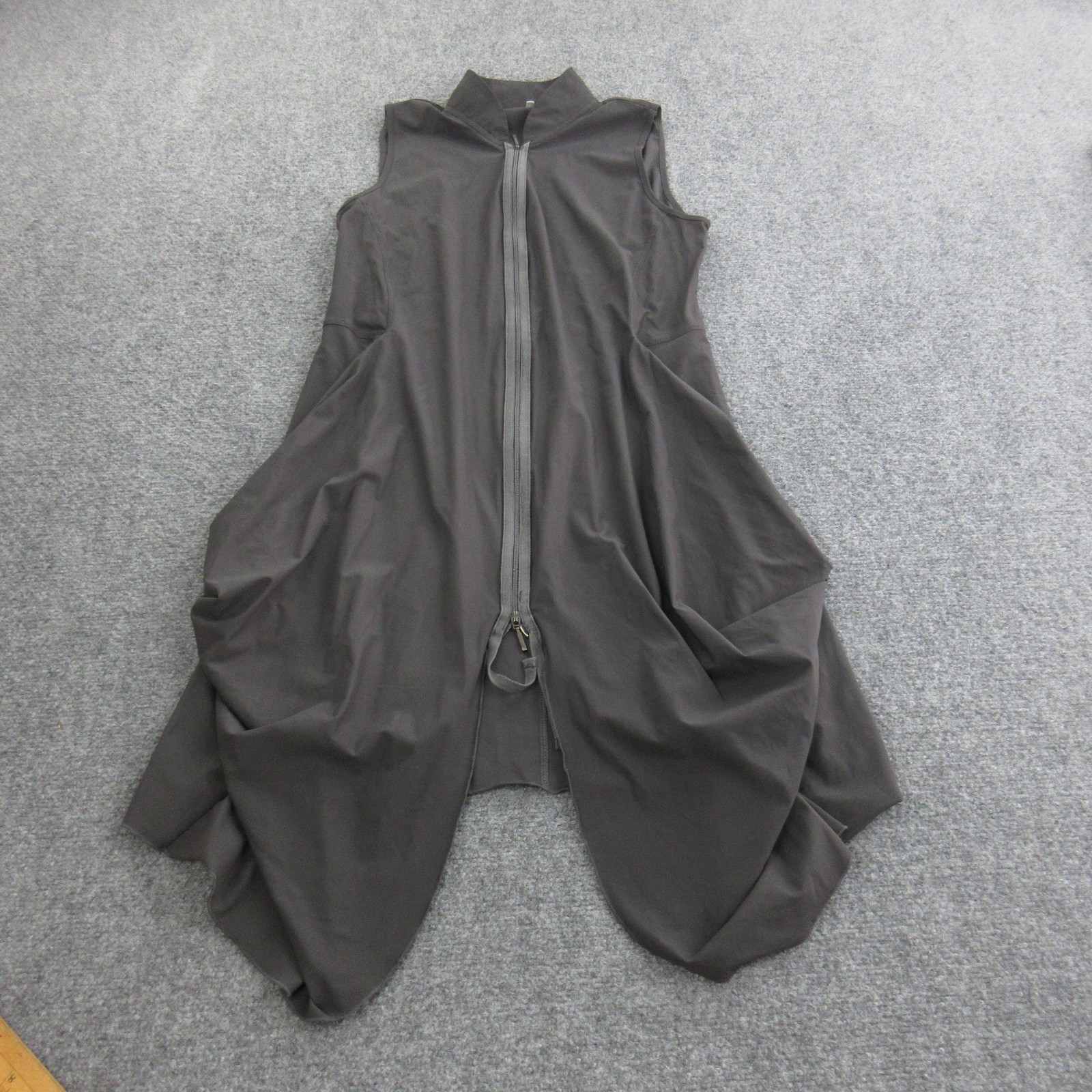 Sun Light Dress Womens 2 Gray Sleeveless Zip Front Long Swing Trapeze High Neck