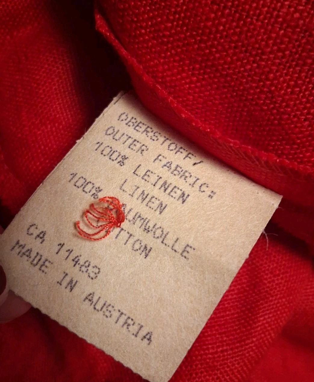 Sportalm Austrian Vtg Linen Red Maxi Sleeveless Dress Printed Front Size EU 40