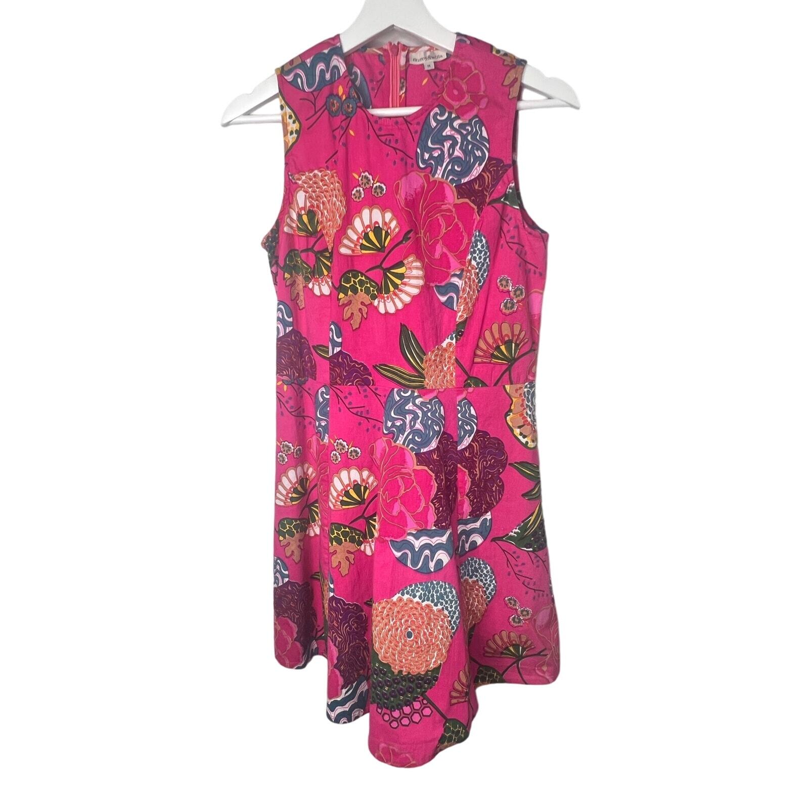 Fitzroy & Willa Floral Print Sleeveless Mini A-Line Dress Pink Women’s Sz Medium