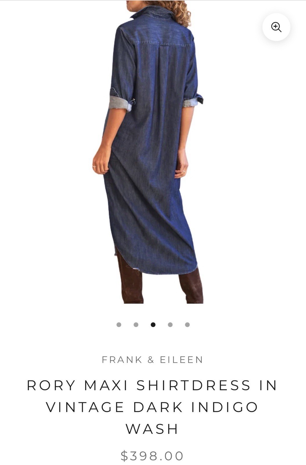 Frank and Eileen RORY Vintage Dark Indigo Wash Famous Denim Maxi Dress New