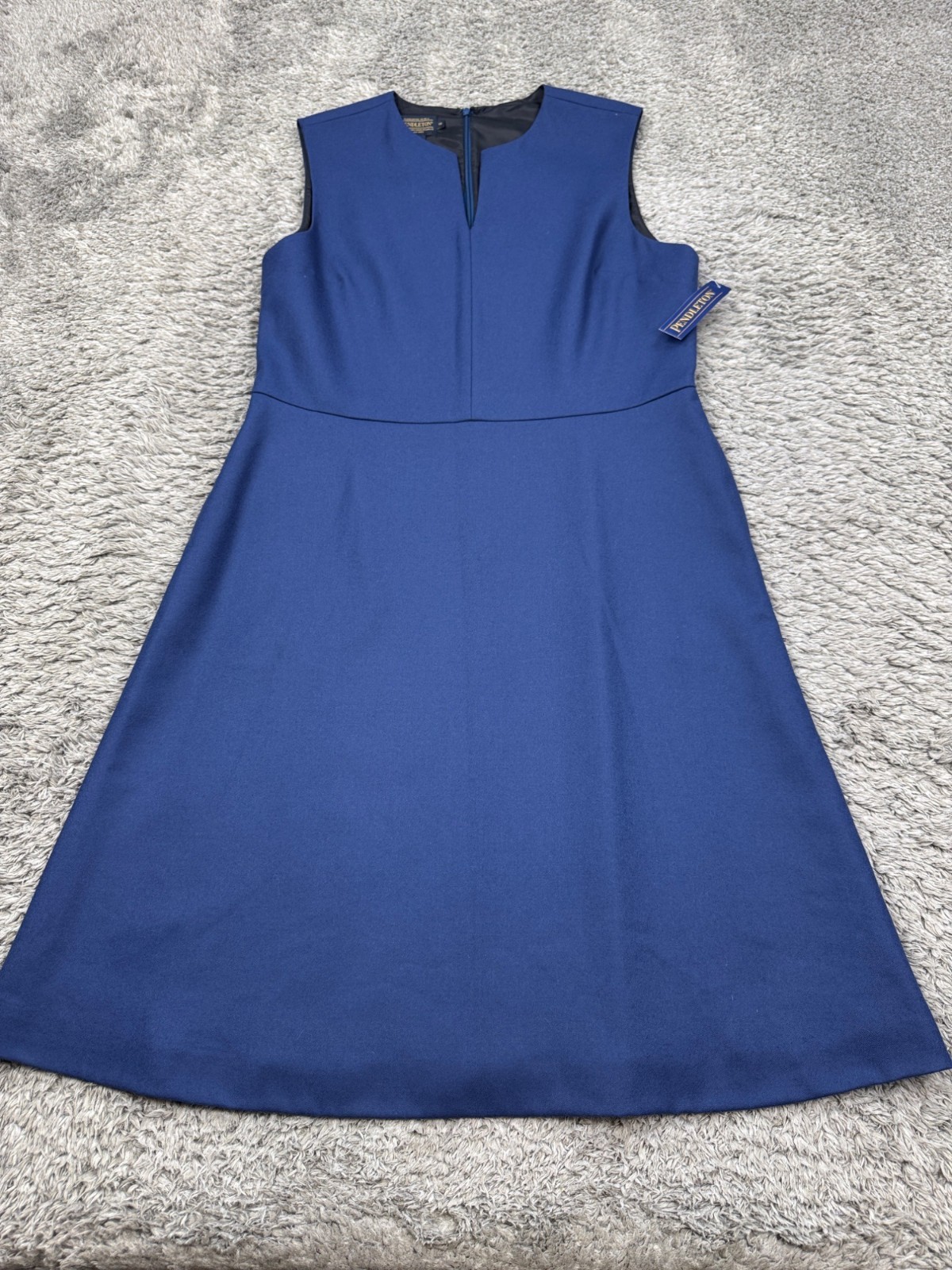 Pendleton Dress Women 12 Navy Blue Wool Sleeveless A-Line Sheath Cocktail NWT