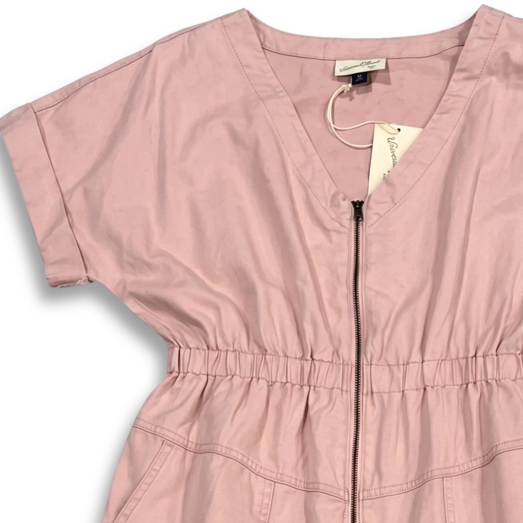 Universal Thread Zip Front Utility Mini Dress Womens XS Dusty Rose Cotton NWT