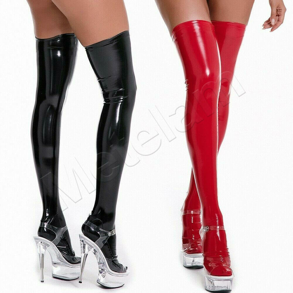 Women Long Sleeve PVC Leather Shiny Wet Look Bodycon Dress Party Club Mini Dress
