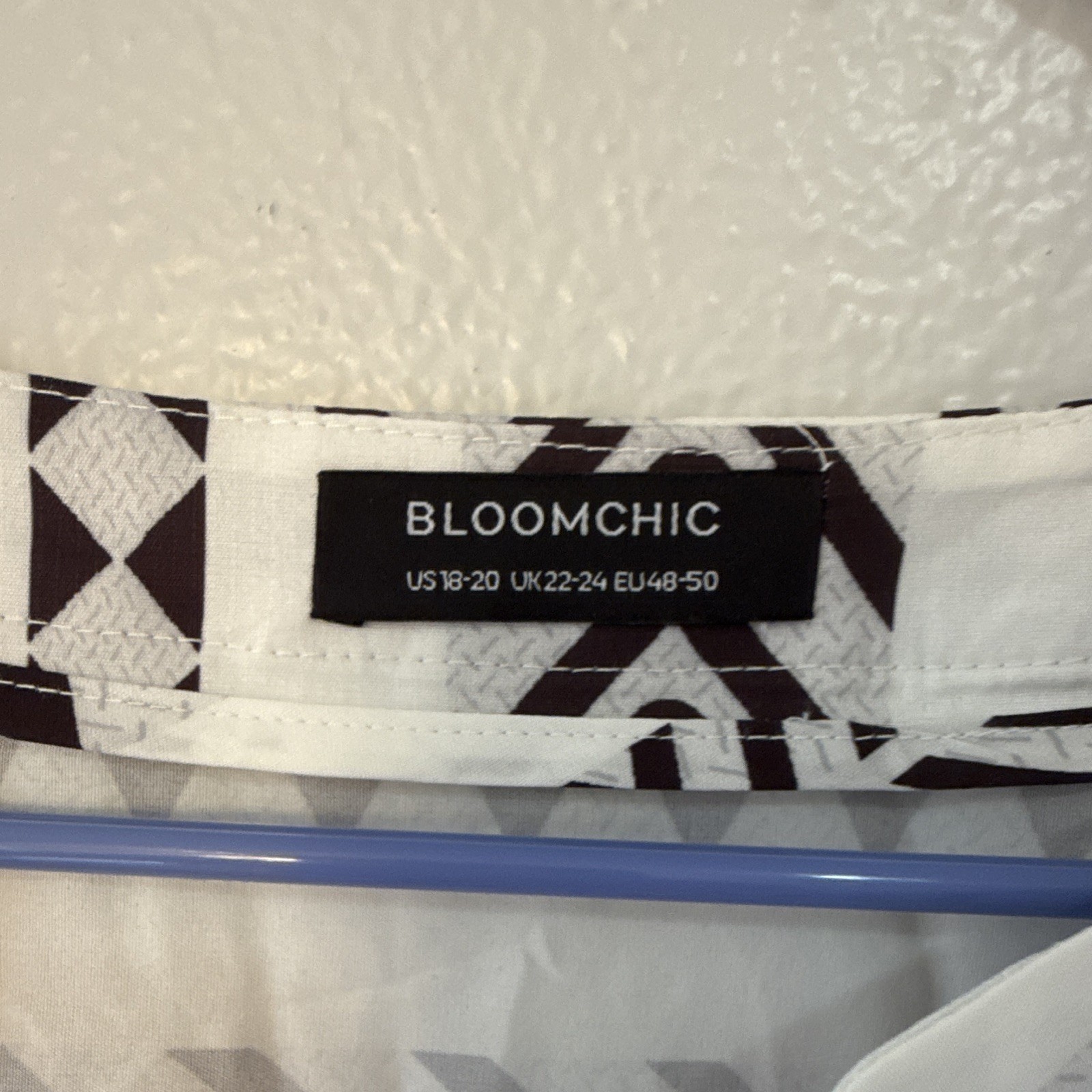 BLOOMCHIC Plus US 18-20 Brown/White Geometric/Aztec V-Neck Flutter A-Line SPU02