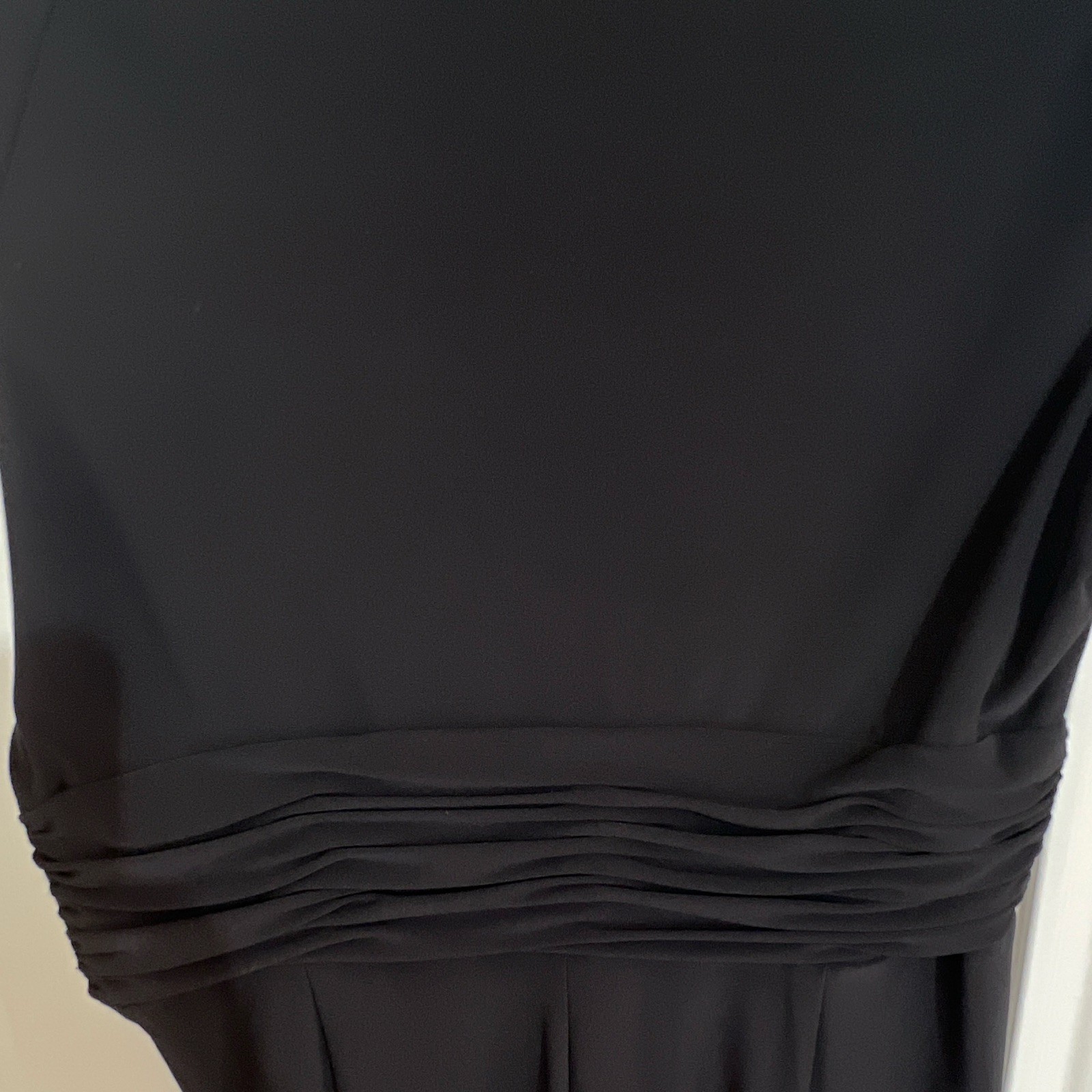 NWT Anne Klein Black Dress Size 12 Wrap Ruched Cap Sleeve Office Cocktail $148