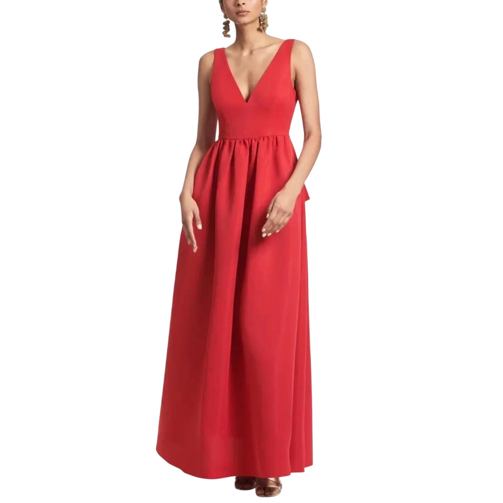 Sachin & Babi Katrina Red Evening Gown Cut Out Back A-Line Taffeta Dress Size 6