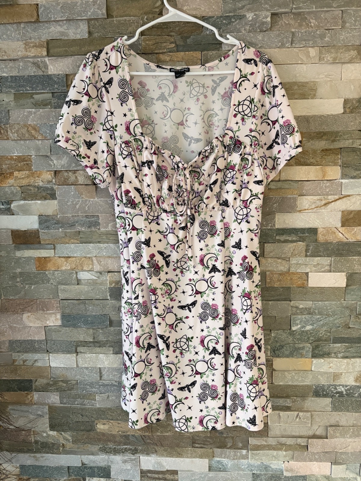 Hot Topic Gothic Crescent Moon Butterfly Floral Witch Lace Up Fairy Dress XL