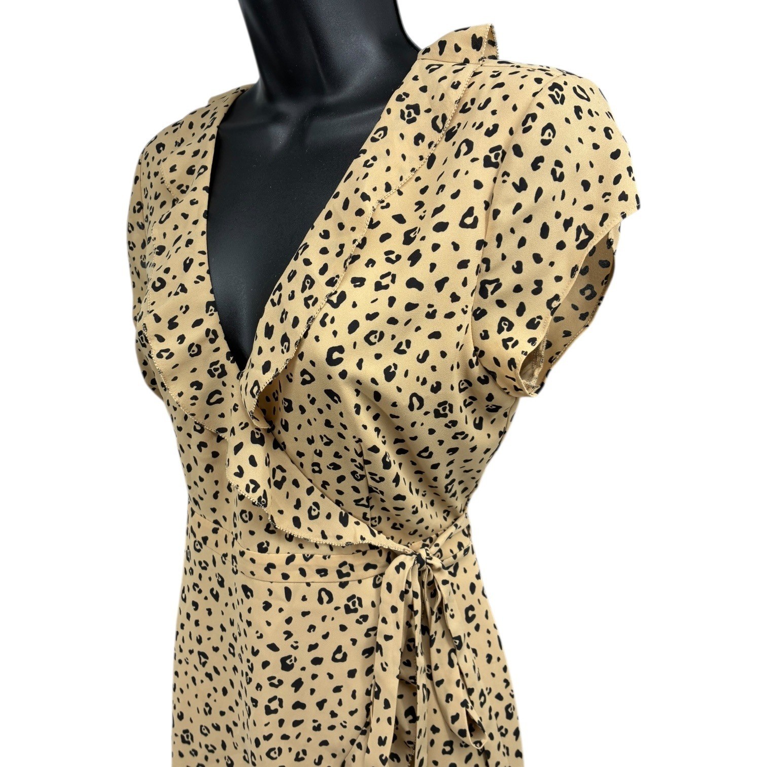 Sunday Best Leopard Print True Wrap Mini Dress Size 2 Adjustable Fit