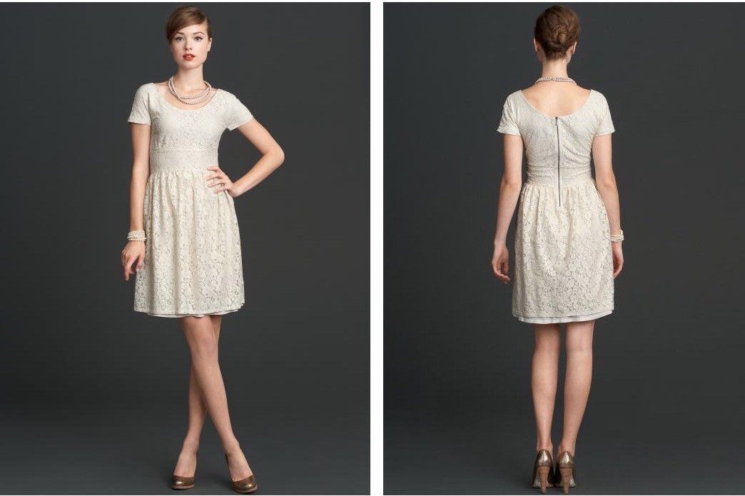 Banana Republic Mad Men Collection Metallic Cream Fit Flare Lace Dress 12