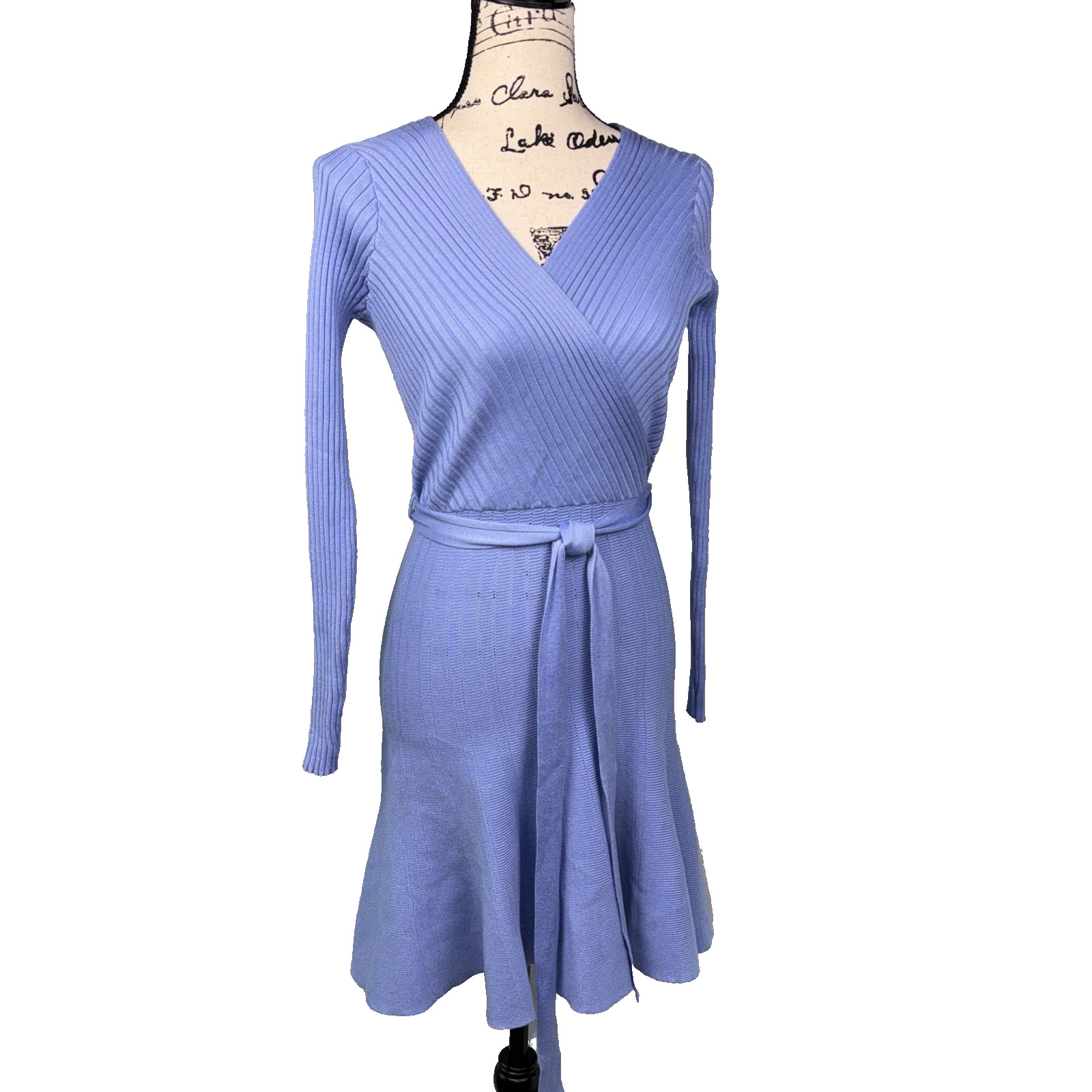 Wrap Style Dress Long Sleeved Blue Belted Stretchy Jr. 5/6 Women S Twirly Ballet