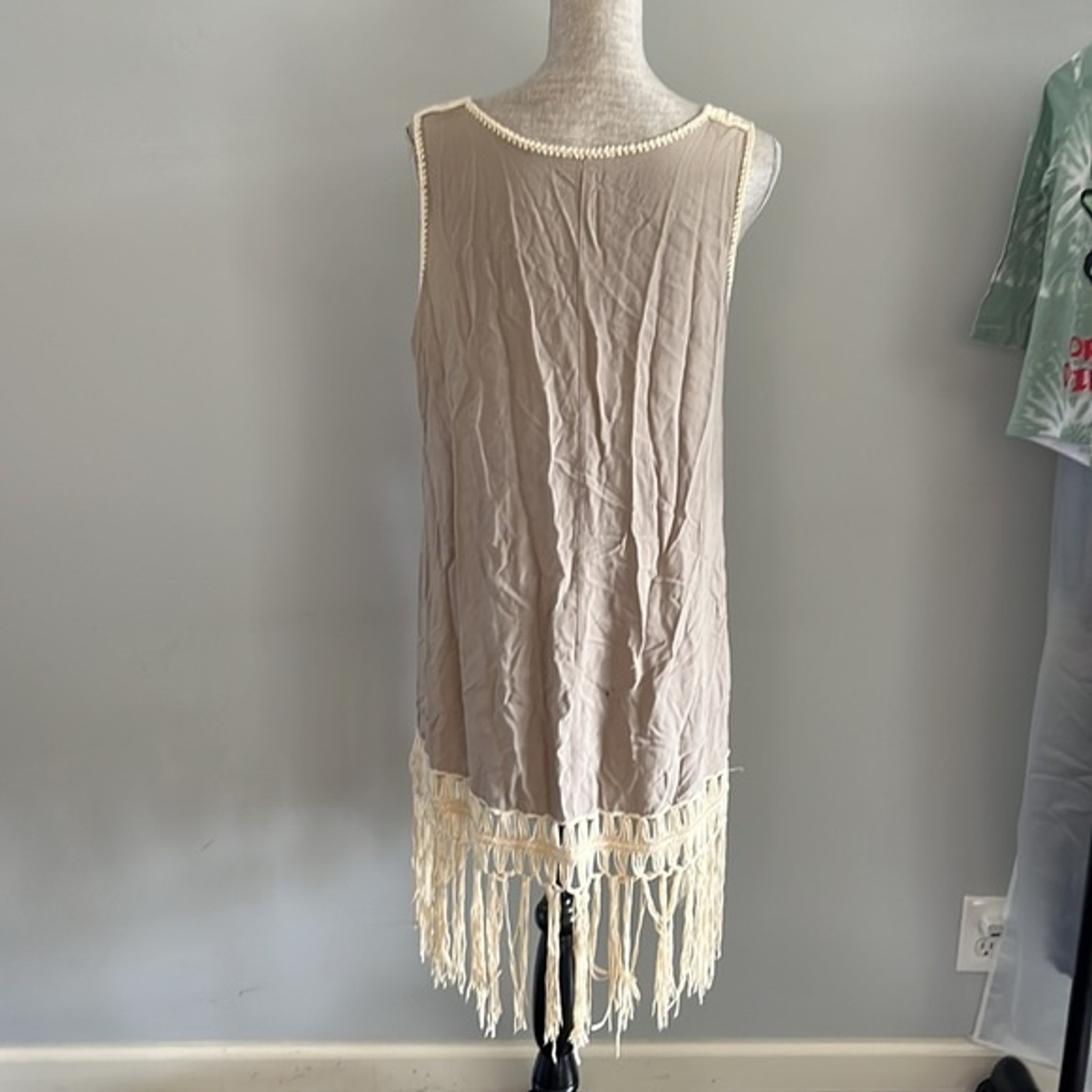 Umgee size L tan and cream sleeveless dress. Beach vibes bohemian lounge wear