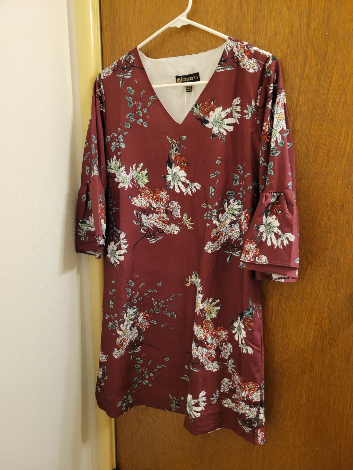 Cherfly Womens Medium M 8 10 Floral Dress Church Cottagecore Boho Office