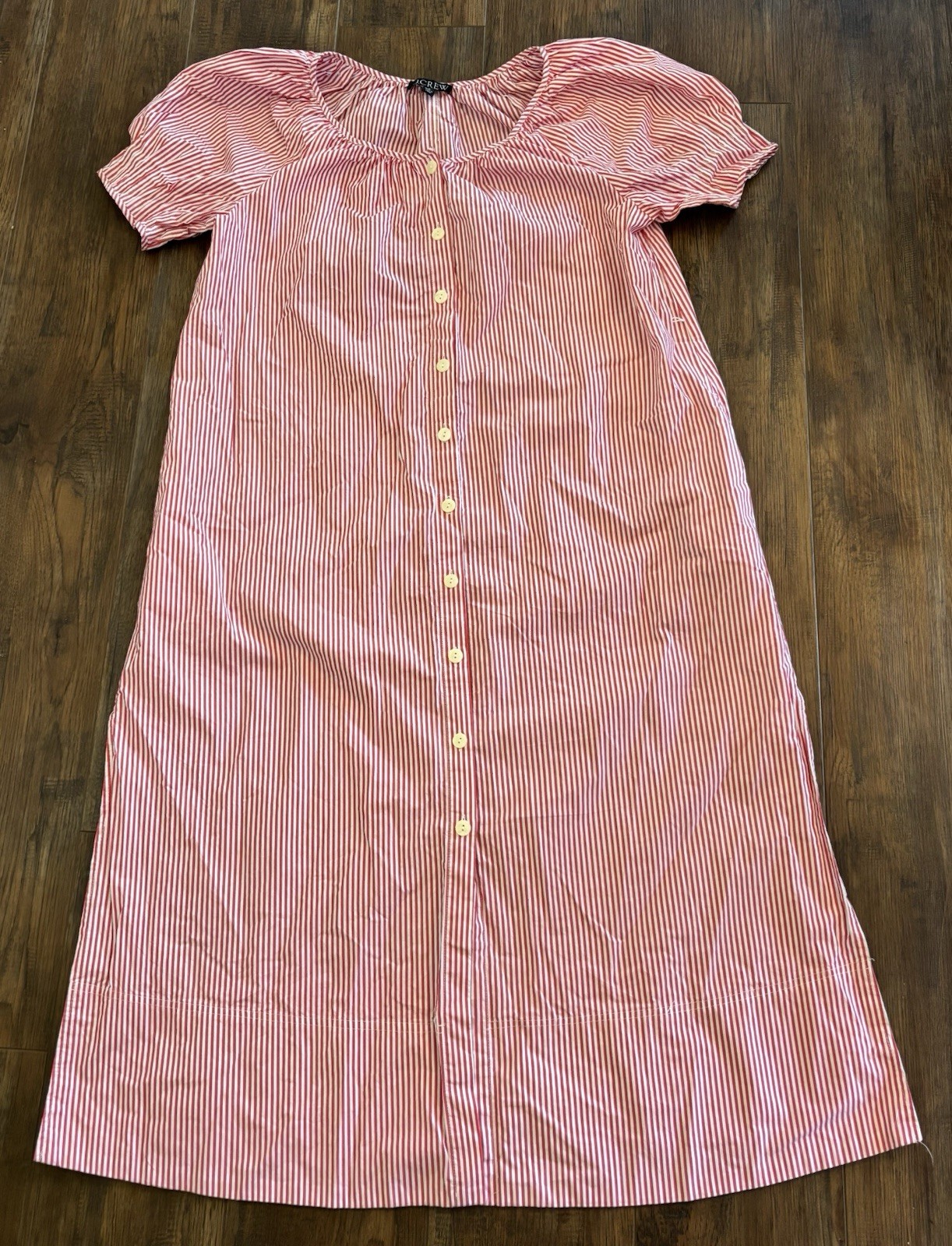 J. Crew Button-Up Midi Shirt Dress Poplin Cotton Red Stripe Beach Preppy Medium