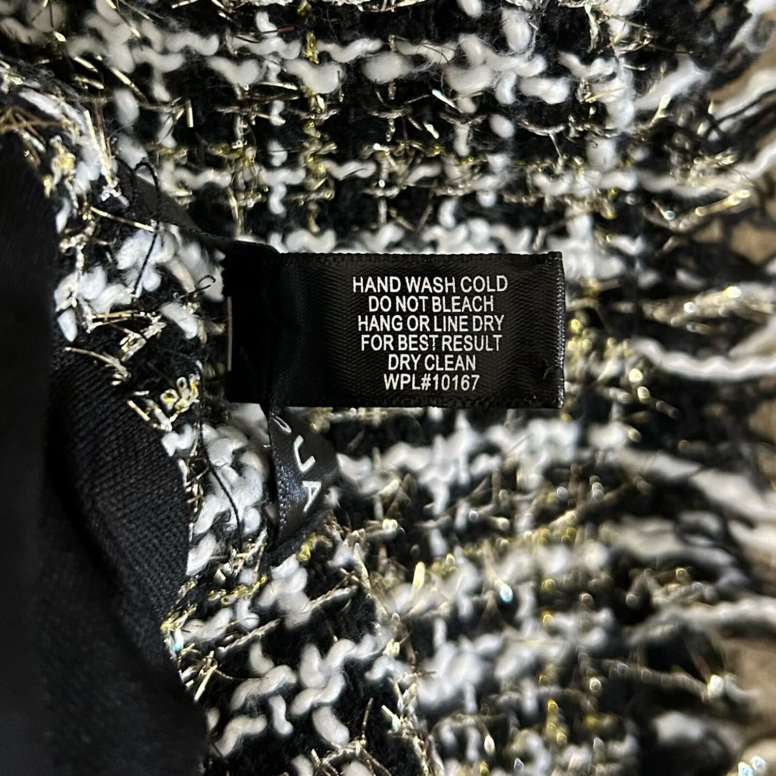 AQUA Metallic Tweed Square Neck Black White and Metallic Mini Dress