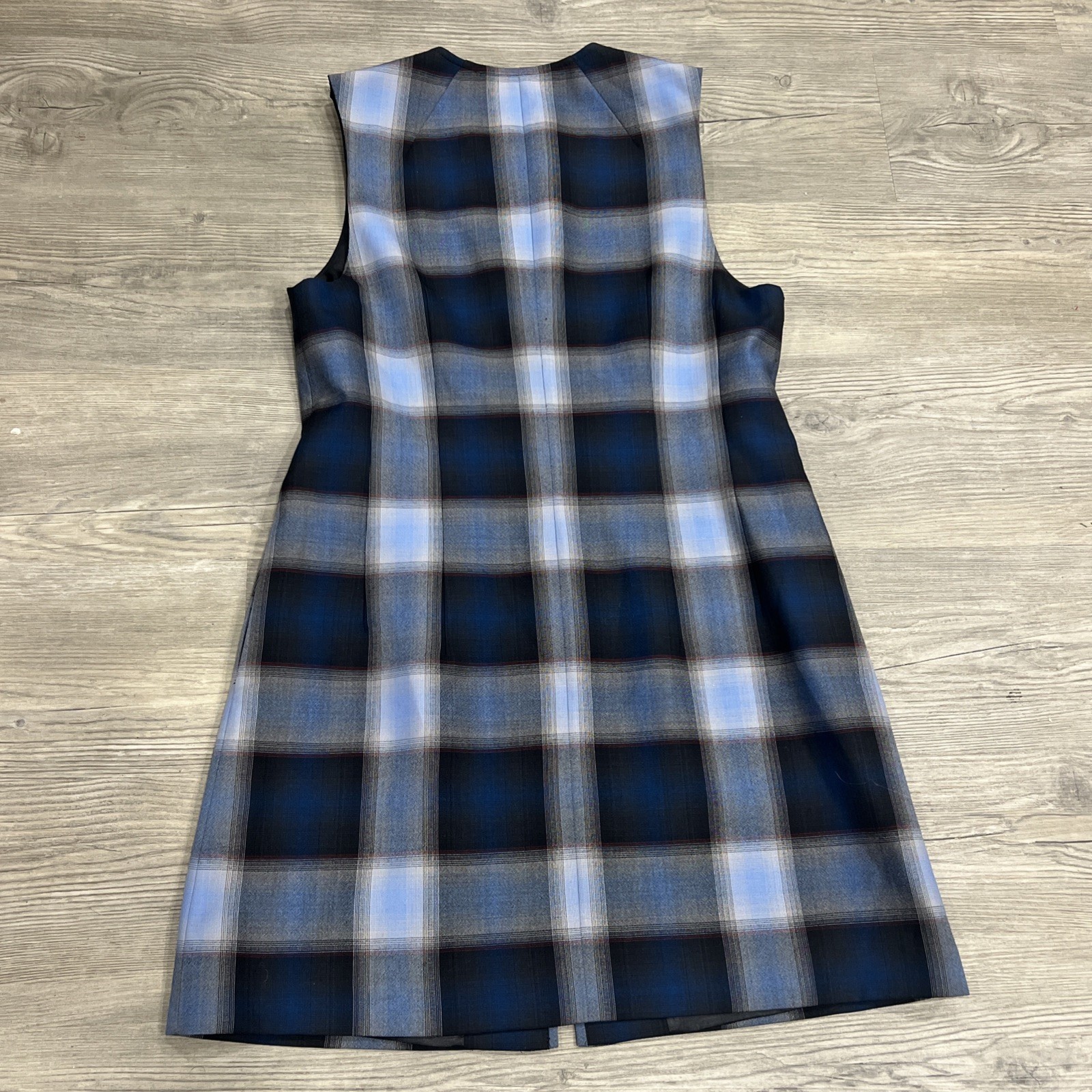 Pendleton 100% Wool Zip Dress 12 Blue Plaid Tartan Academia Preppy Retro Overall