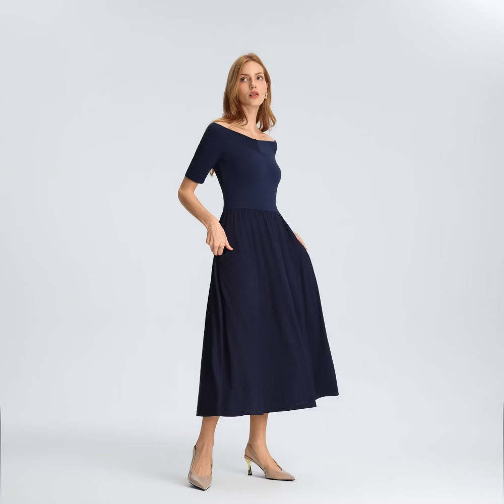Women Raglan Short Sleeve Twofer Midi A-Line Dress – A New Day