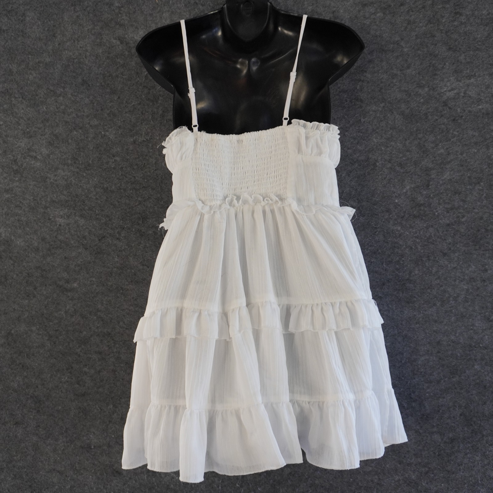 Wild Fable White Tiered Ruffle Mini Sundress M Medium Recycled Polyester Smocked