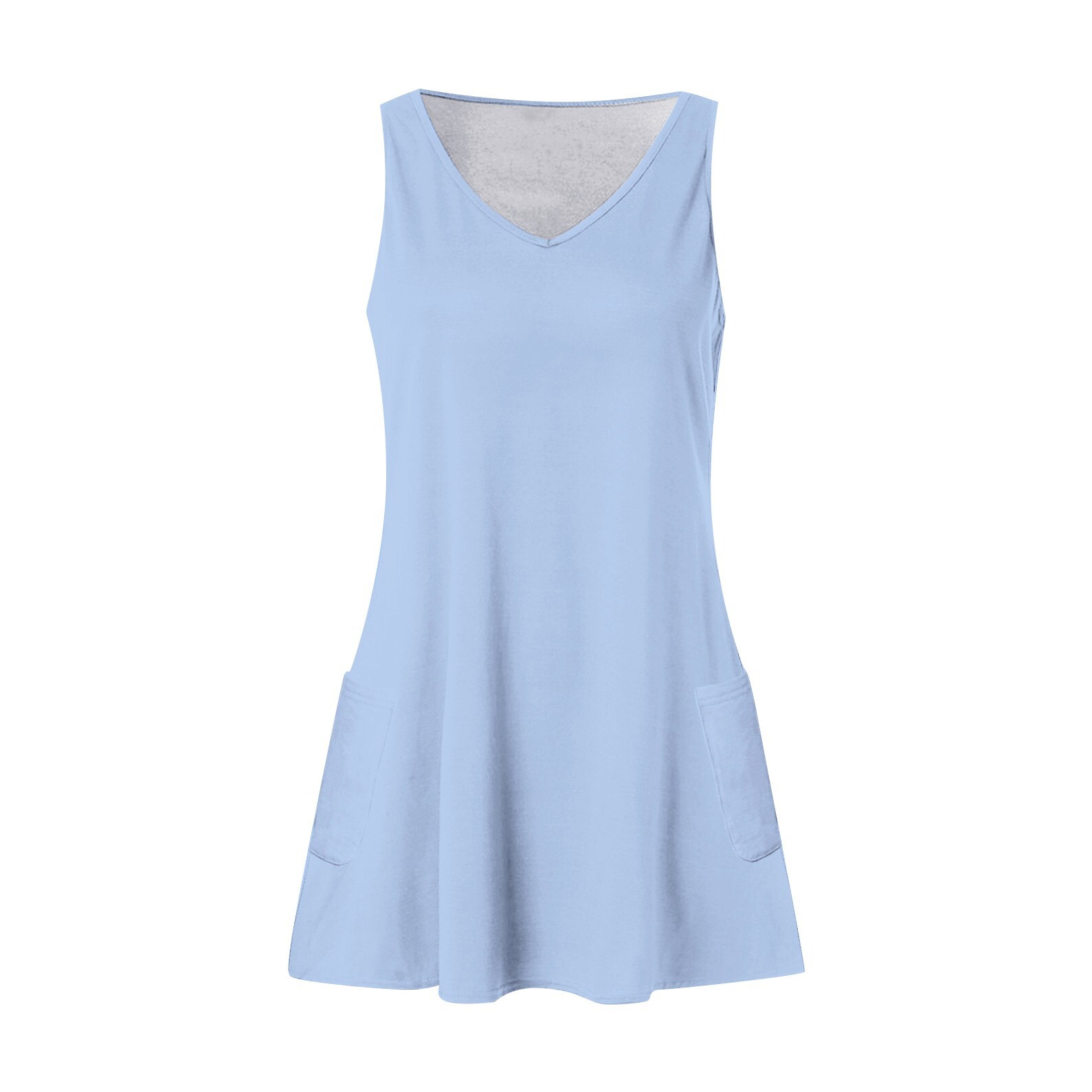 Womens Sleeveless Dress Summer Solid Tank Dresses Casual Sundresses with Pockets
