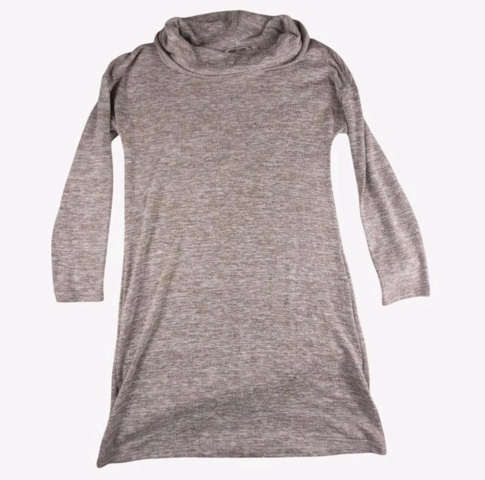 Soft Surroundings Women’s Heathered Blush Pink Sweater Dress Cowl Neck Small