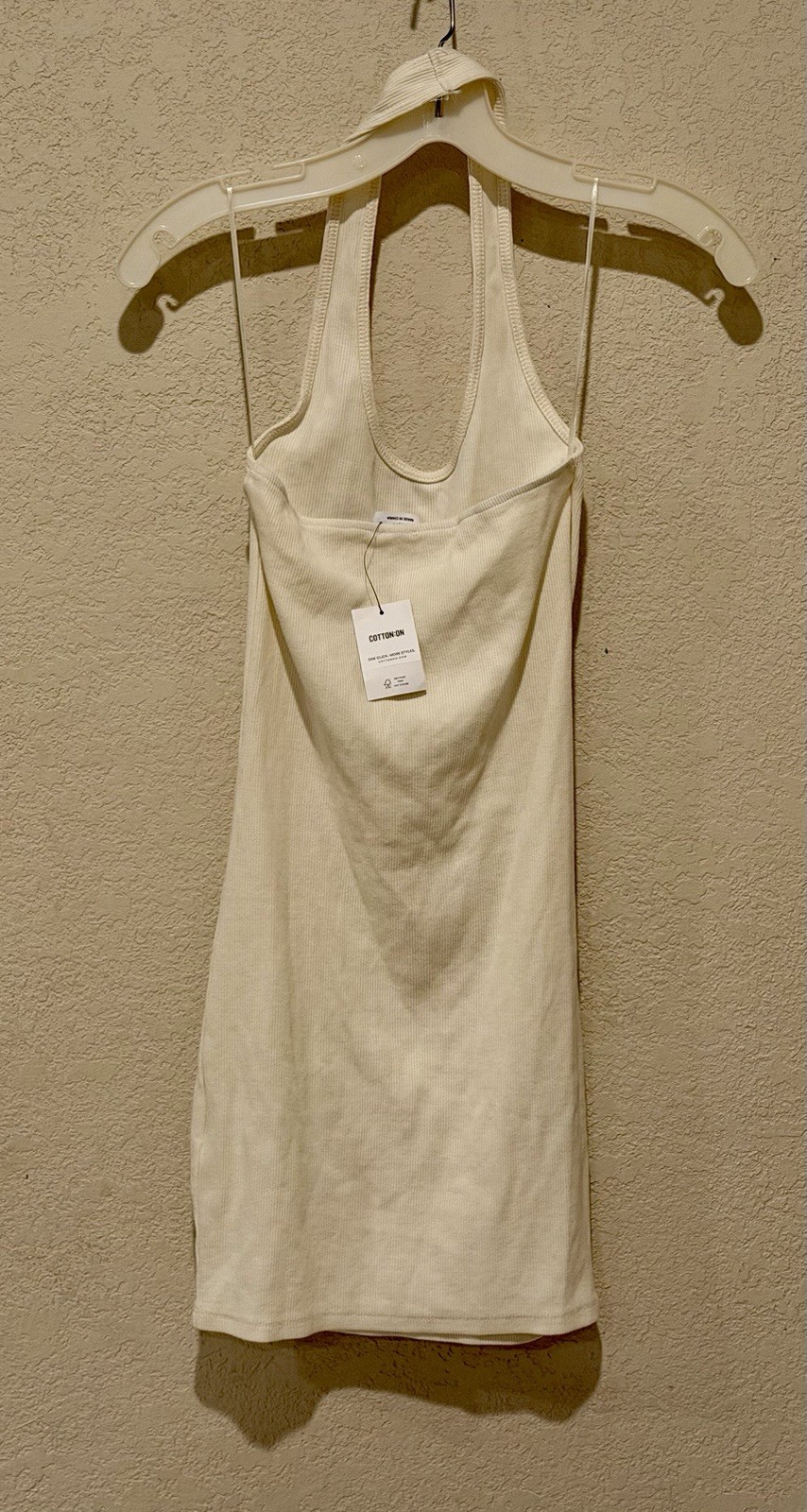 Cotton On NWT Ribbed Halter Tank Top Womens XS Ivory Cream Sleeveless