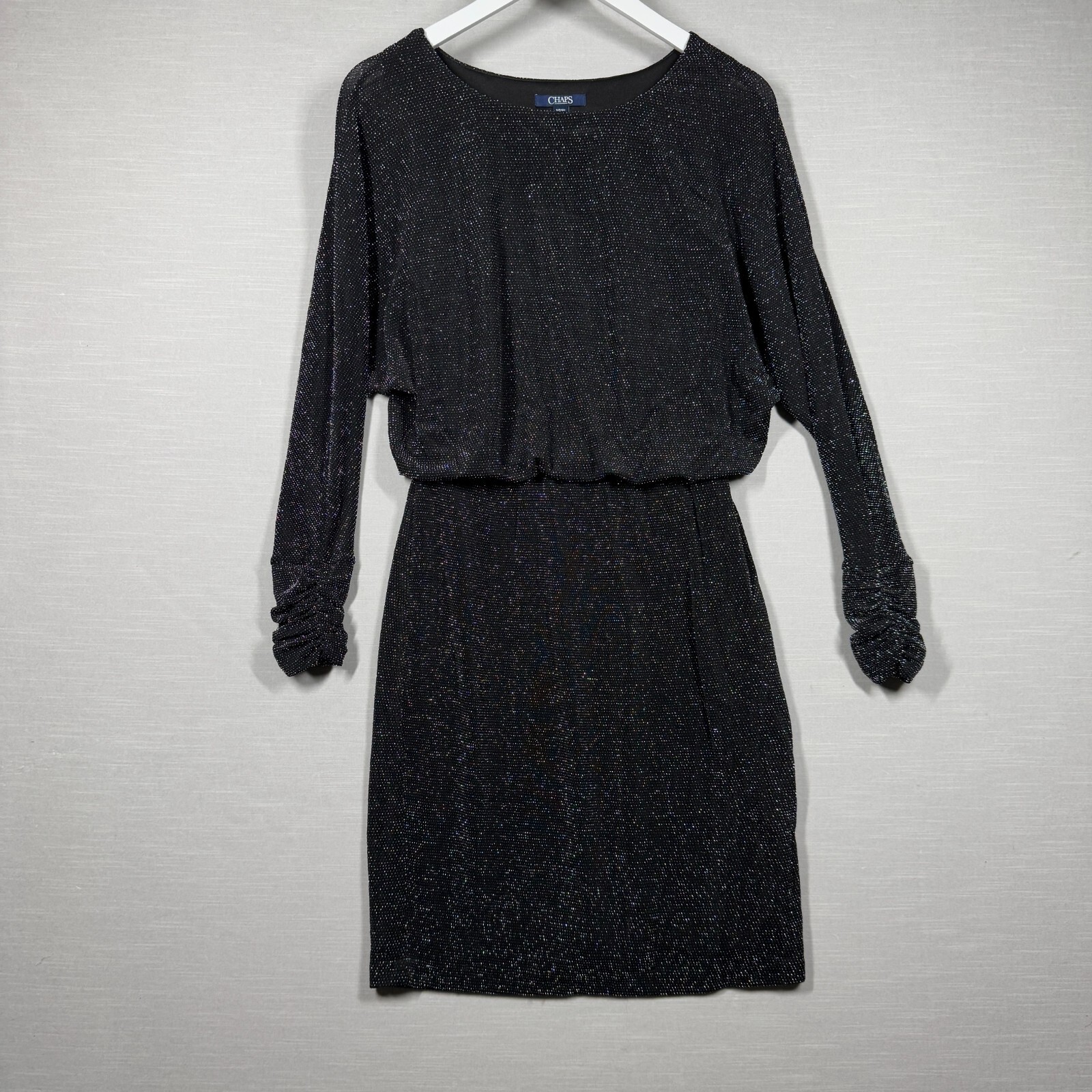 Chaps Dress Womens Small Black Shimmer Glam Evening Cocktail Holiday Festive