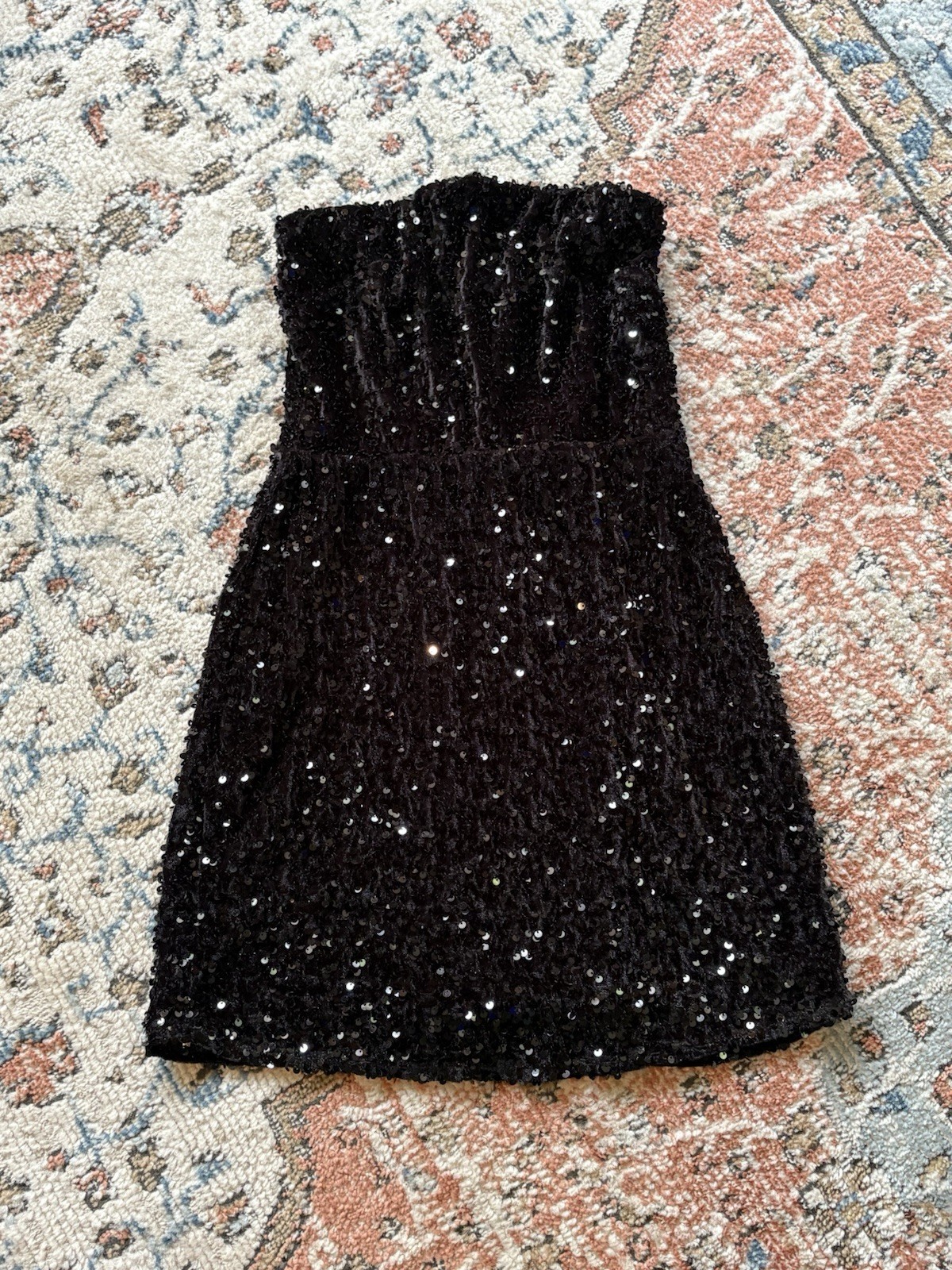 Altar’d State Strapless Sequin Mini Dress Black Womens M NWT