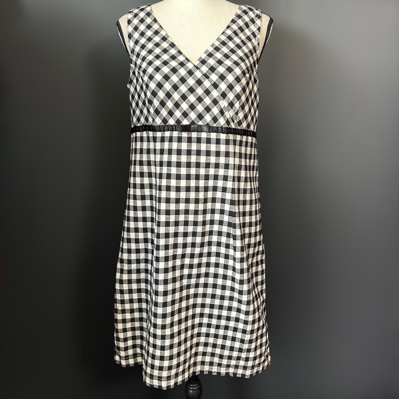 Vintage 90s Y2k Black White Gingham Cotton Dress Prep Retro Mod Babydoll 8