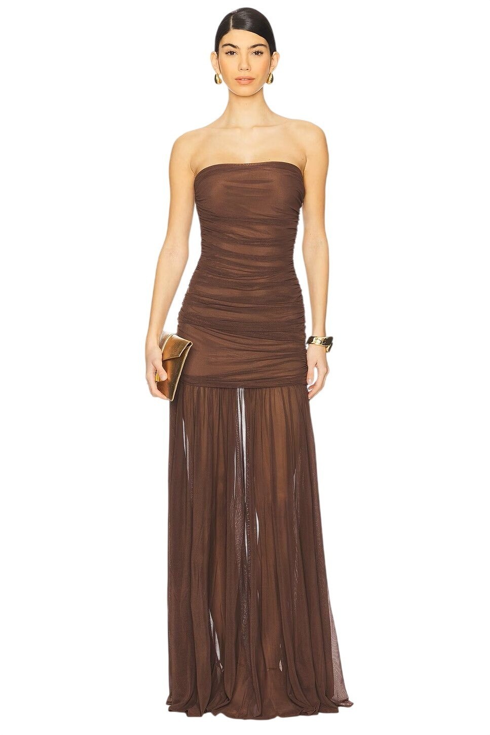 retrofete Adele Dress in Dark Chocolate Medium New Womens Long Maxi Gown