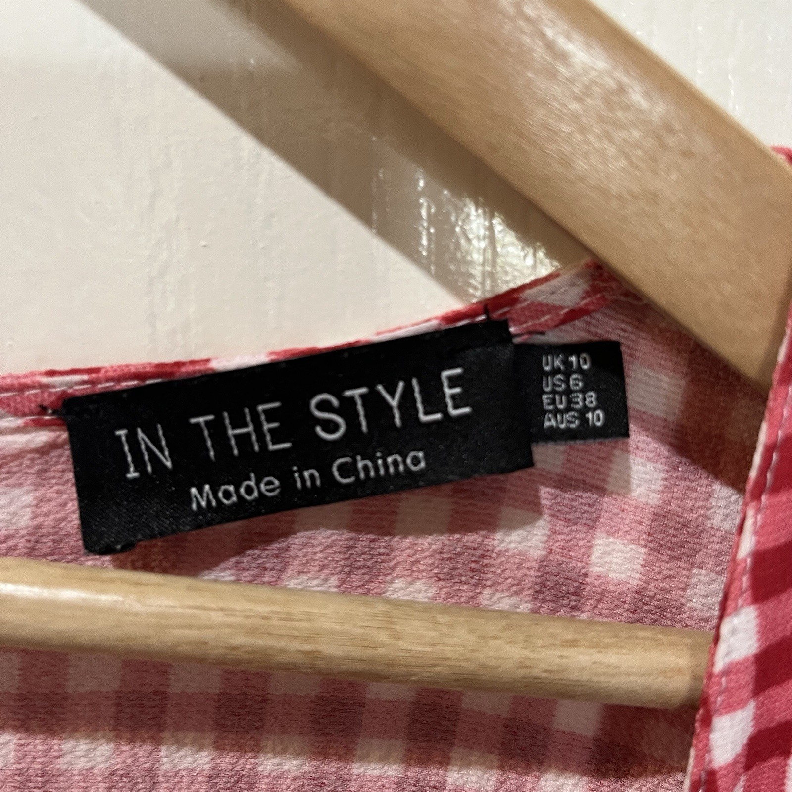 In The Style Size 10 UK Jac Jossa Red White CheckGingham Front Tie Tiered Dress
