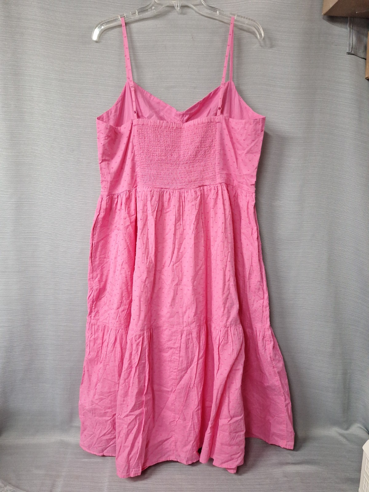 On 34th Pink Dot Sundress Sleeveless Smocking Midi Dress Ruffle Size XL