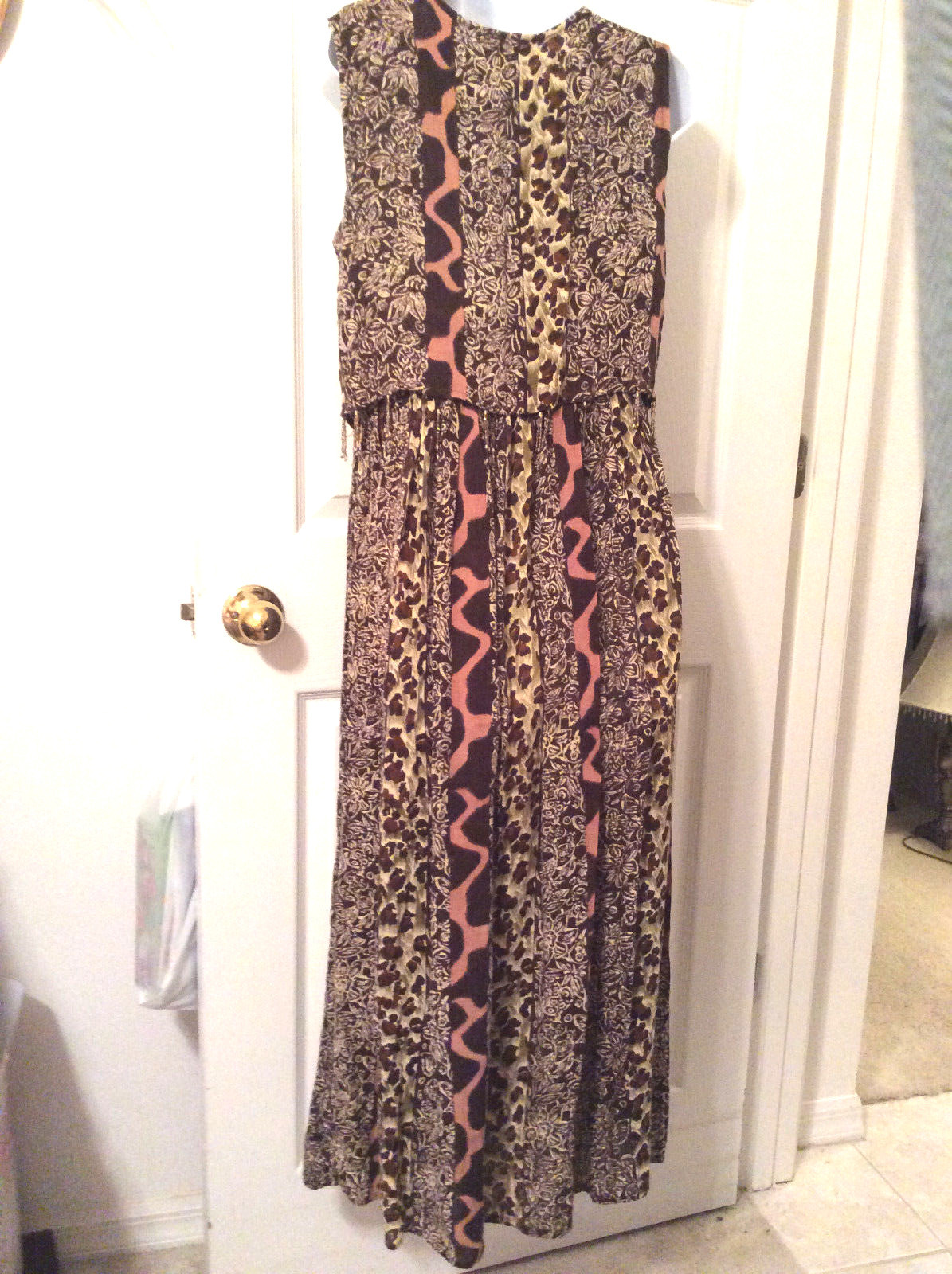 MPH Womens Sleeveless Maxi Dress Brown Animal Print | Small | India