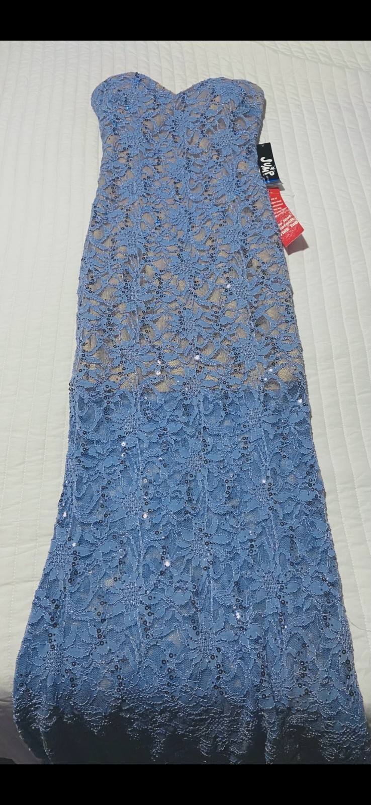 Jump Apparel Blue Lace Strapless Sweetheart Gown Women’s Size 2 (M)